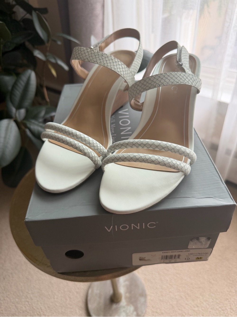 Vionic White Braided-Strap Heeled Sandals